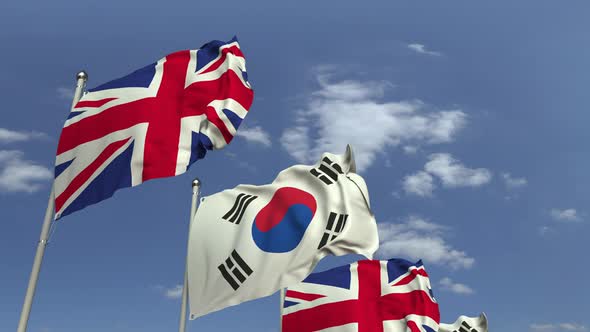 Many Flags of South Korea and the UK