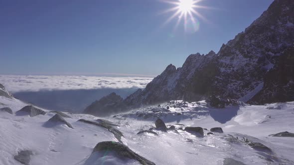 Windy Winter Mountains Background