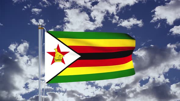 Zimbabwe Flag Waving 4k