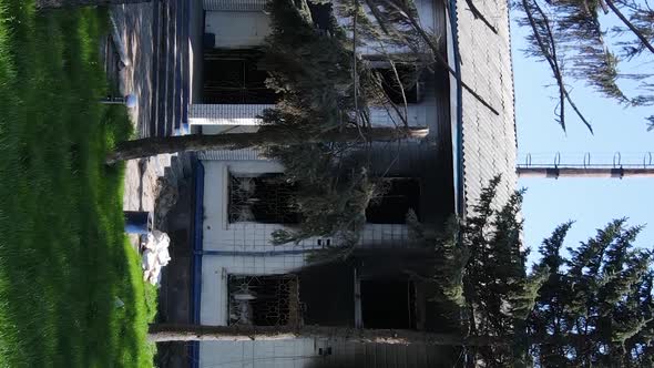 Vertical Video of a Destroyed Police Station in Borodyanka Ukraine