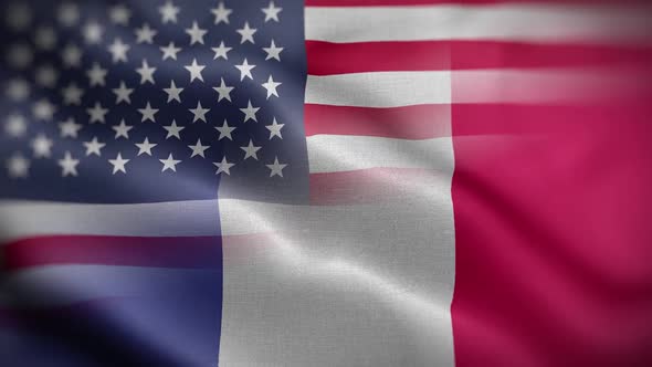 USA France Flag Mix Textured Waving Front Background HD