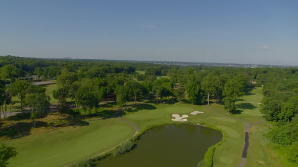 Aerial View of a Golf Course in Port Washington Long Island