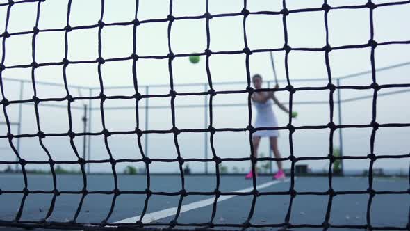 Tennis. Tennis the Ball Flying at the Camera. Slow Motion