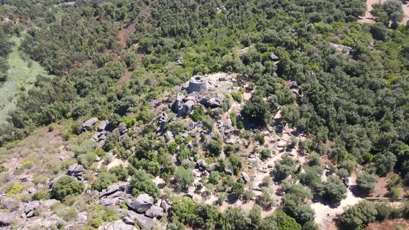 Aerial photography of a Nuraghe in a nature reserve