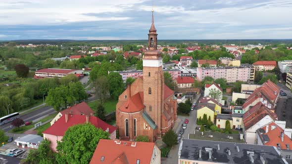 Wolow, Poland. Aerial view of church