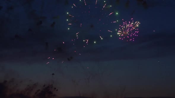 A Group of People During the Fireworks Near the River