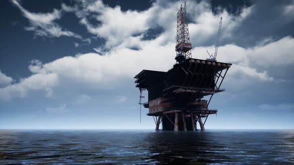 Large Pacific Ocean Offshore Oil Rig Drilling Platform