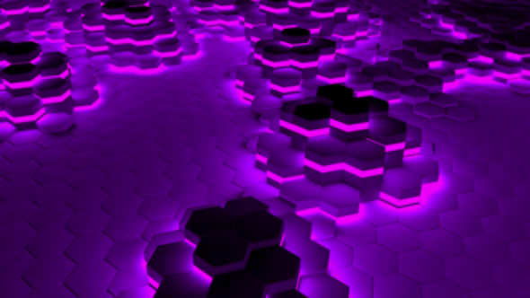 Background of Hexagons. Abstract motion, loop, 3d rendering, 4k resolution