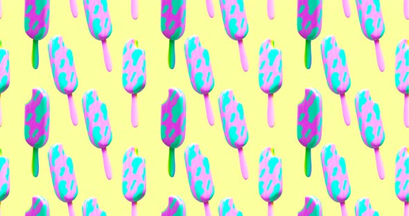 Minimal motion 3d art. Creative ice cream seamless animation pattern