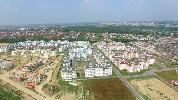 View of the City with the Construction of a New Modern Buildings