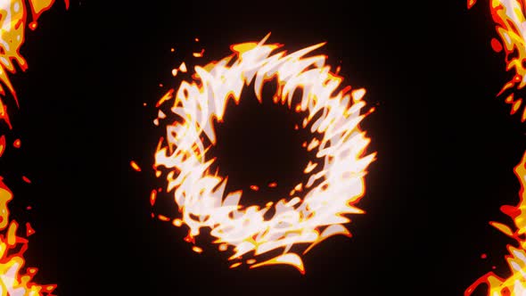 Abstract pulsating flame of rings