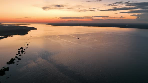 Sunset sky over Amazon River at Amazon Forest. Manaus Brazil.