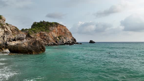 Awesome sea rocky texture aerial view 4 K Turkey Alanya