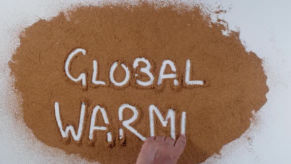 Hand Writes On Soil  Global Warming