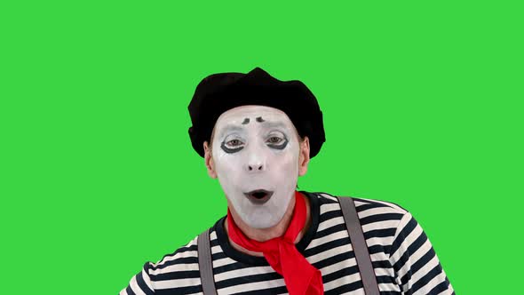 Mime Pretending To Be Drunk in a Bar on a Green Screen Chroma Key