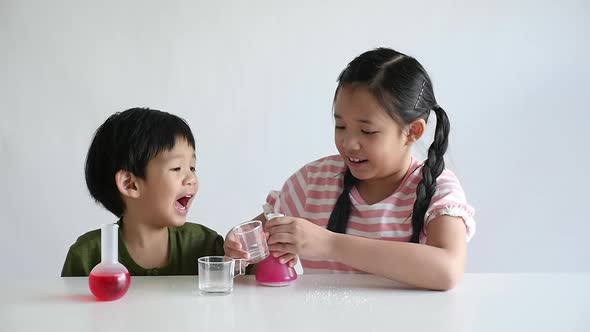 Asian Children Play Science Experiments