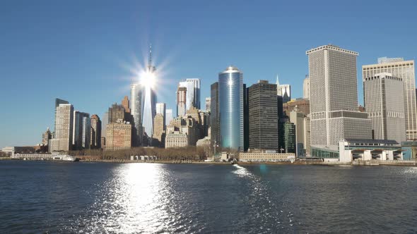 Amazing Manhattan Skyline Downtown View From Hudson River