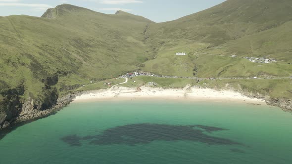 Keem Beach With White Sand And Calm Blue Waters Of Atlantic Ocean In Achill Island, Ireland. - aeria