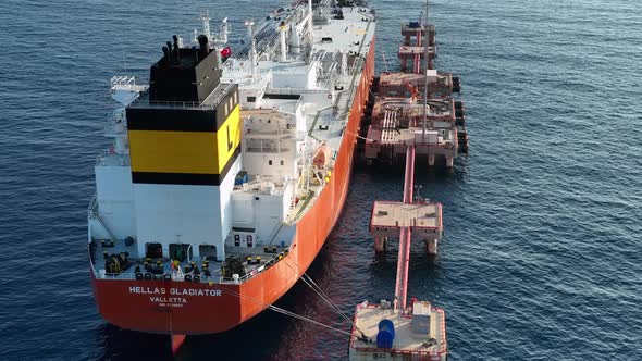 A gas tanker is at sea aerial view 4 K Turkey Alanya