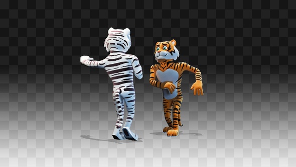 Tiger and tigress dancing salsa view on Tiger