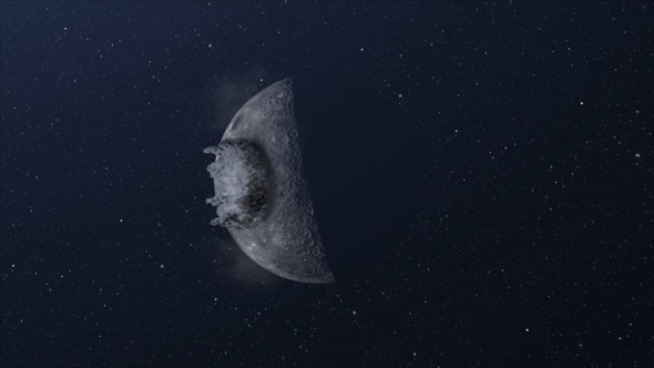 Asteroid meteor crash on moon surface