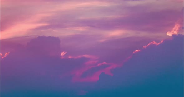 Pastel Pink Purple Sunset In Clouds In Sky Time Lapse