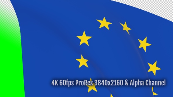 European Union flag transition footage with alpha channel