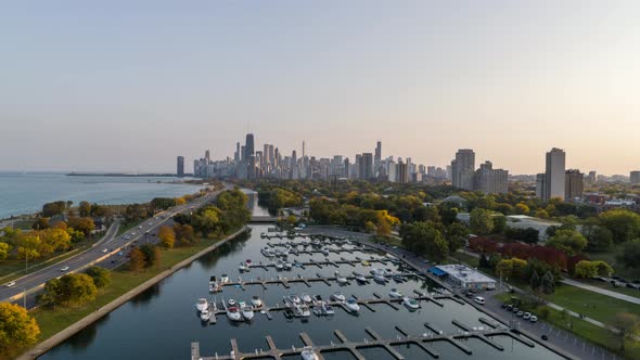 Chicago Cityscape and Lincoln Park - Aerial View