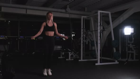 Girl Jumping Rope in the Gym