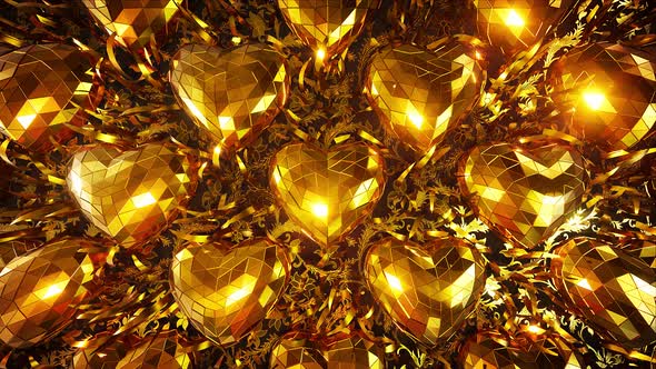 Golden Hearts Backdrop 4k