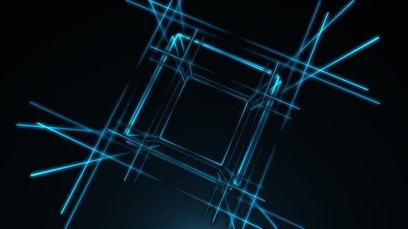 Rotation of cube and neon lines