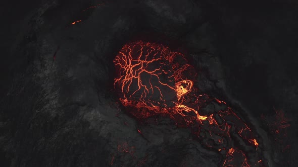 Lava From Erupting Fagradalsfjall Volcano In Reykjanes Peninsula Iceland