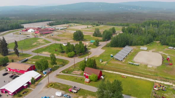 4K Drone Video of Tanana Valley State Fairgrounds in Fairbanks, Alaska during Sunny Summer Day