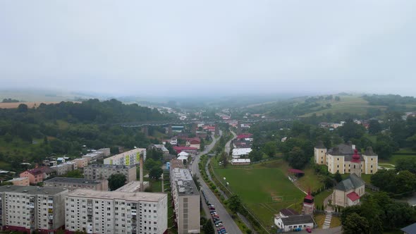 Aerial view of the town of Hanusovce nad Toplou in Slovakia