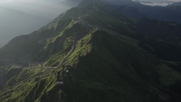 Aerial View Picturesque Mountain Ridge Valley Recreation Resort Natural Environment Cliff Summit