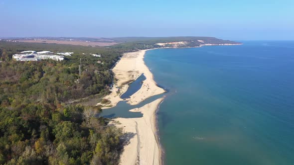 Aerial view to the mouth of the river