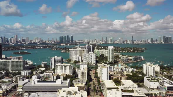 Beauty shots of Miami Beach aerial drone clips