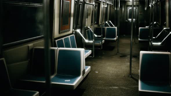 Inside of New York Subway Empty Car