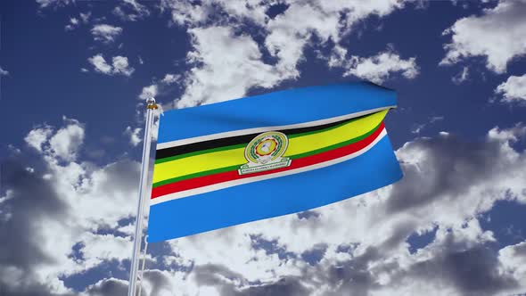 East African Community Flag With Sky