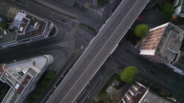 Aerial flying counter-clockwise above Heuwaage, Basel, Switzerland