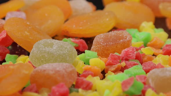 Delicious Slices of Multicolored Marmalade Covered with Sugar