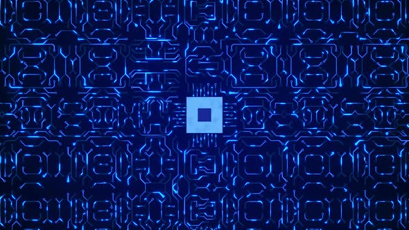 Processor circuits and electronic components CPU data flow in a motherboard in pc Hardware. alt