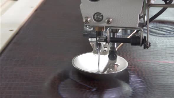 Industrial Sewing Machine Work Close Up