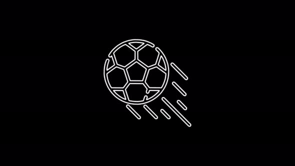 Football ball icon abstract seamless animation of 4k neon lines. Beautiful animation of neon lines