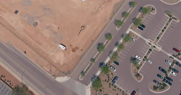 Aerial view of construction land prepared for preparation process