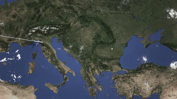 Route of a Commercial Plane Flying To Bucharest Romania alt