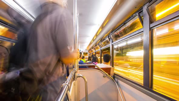 Inside tram car in Hong Kong 