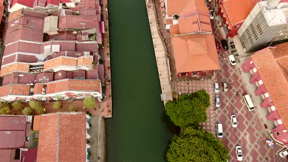Drone aerial footage in Malacca Old Town, Malaysia