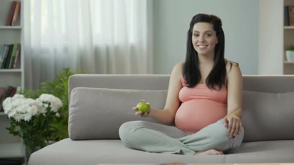 Pregnant Lady Taking Care of Child, Living Healthy Lifestyle Eating Fresh Fruits