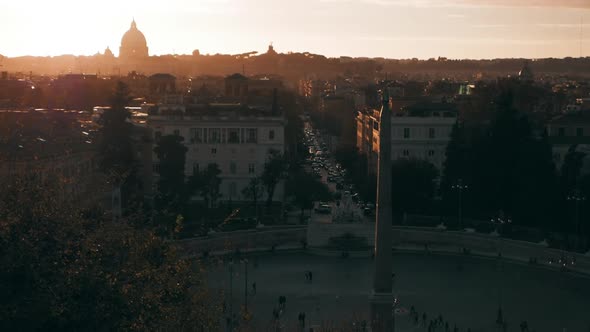 Sunrise Over St. Peter'S Square And Obelisk